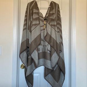 NWT Poncho Style Hooded Over Sweater